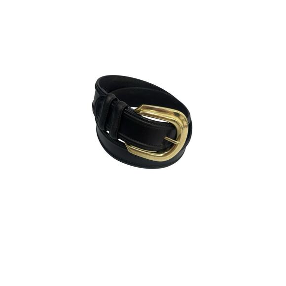 Brighton Black Leather Belt Solid Brass Buckle Size Medium Vintage 1991 main image 7